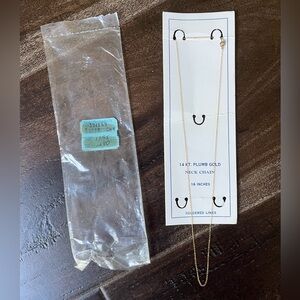 14k Yellow Plumb Gold Necklace Chain, 16", Soldered Links, NOS